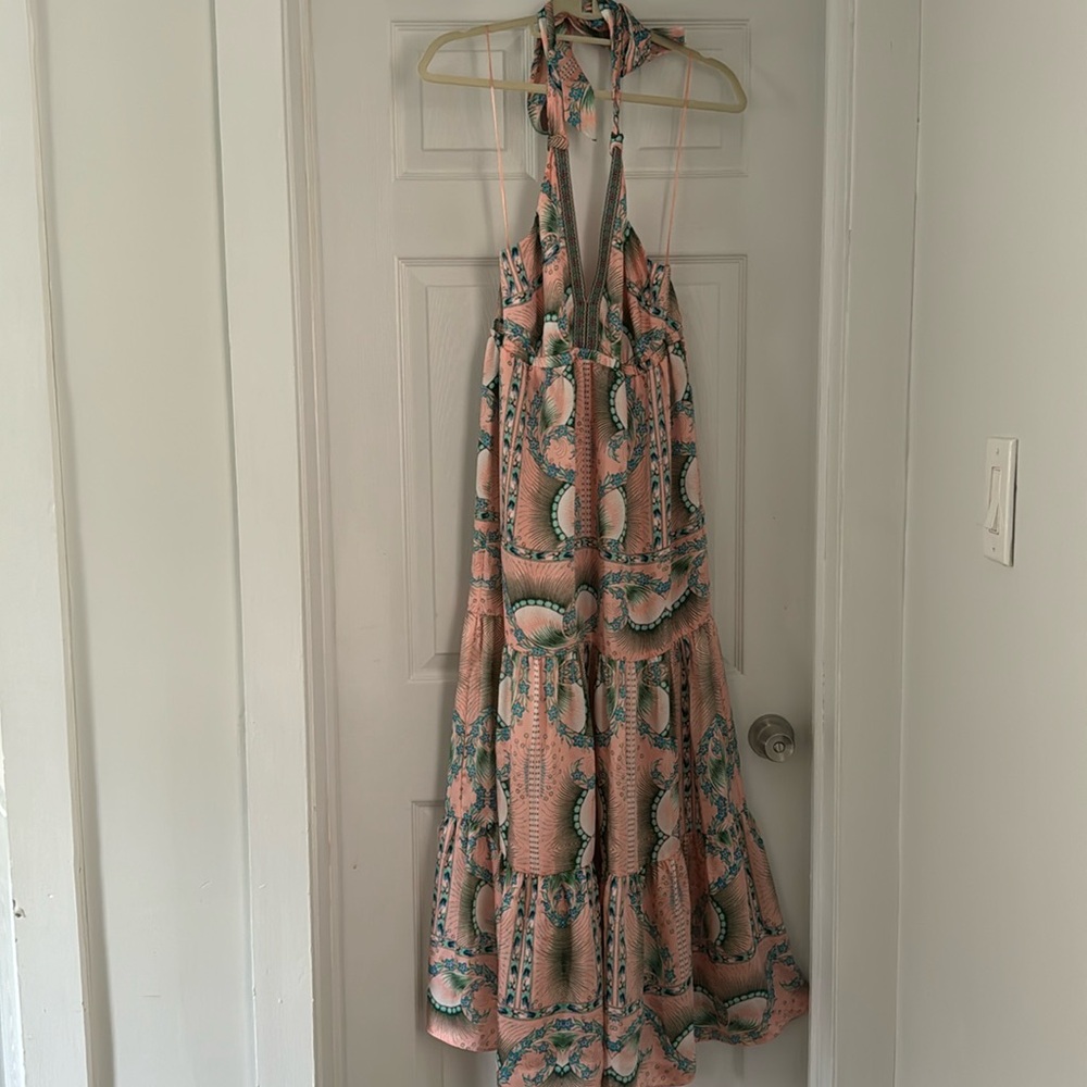 Artelier Nicole Miller pink silk maxi